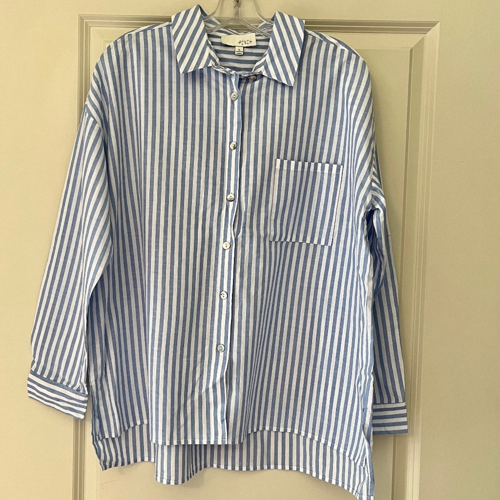 Blue & White Stripe Button Down Shirt